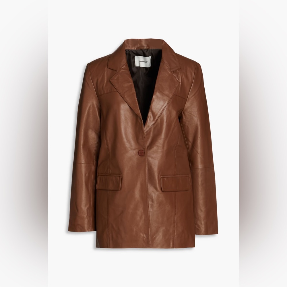 Deadwood Brooke Oversized Genuine Leather Blazer Brown Women’s EU 40 NWT